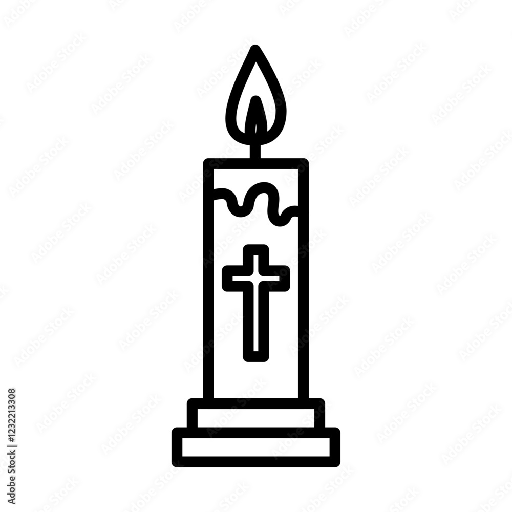 Easter candle icon outline set sign Easter candle icon outline set sign