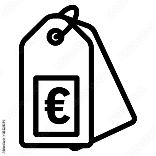 Euro tag icon outline set sign