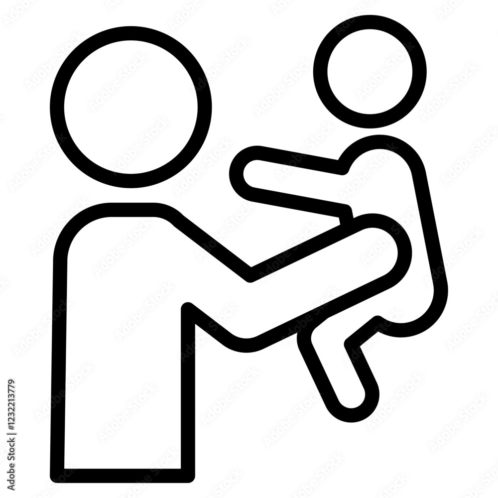 Father and son playing icon outline set sign Father and son playing icon outline set sign