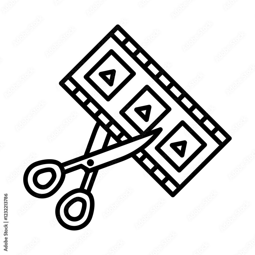 Film editing icon outline set sign Film editing icon outline set sign