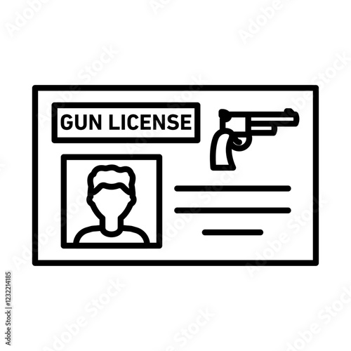 Gun license icon outline set sign
