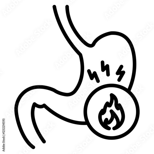 Heartburn icon outline set sign