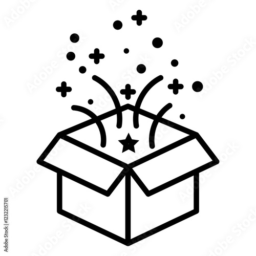 Magic box icon outline set sign