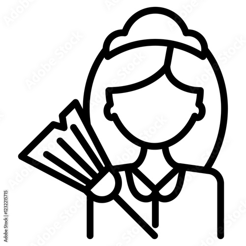 Maid icon outline set sign