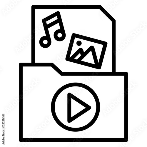 Multimedia files icon outline set sign