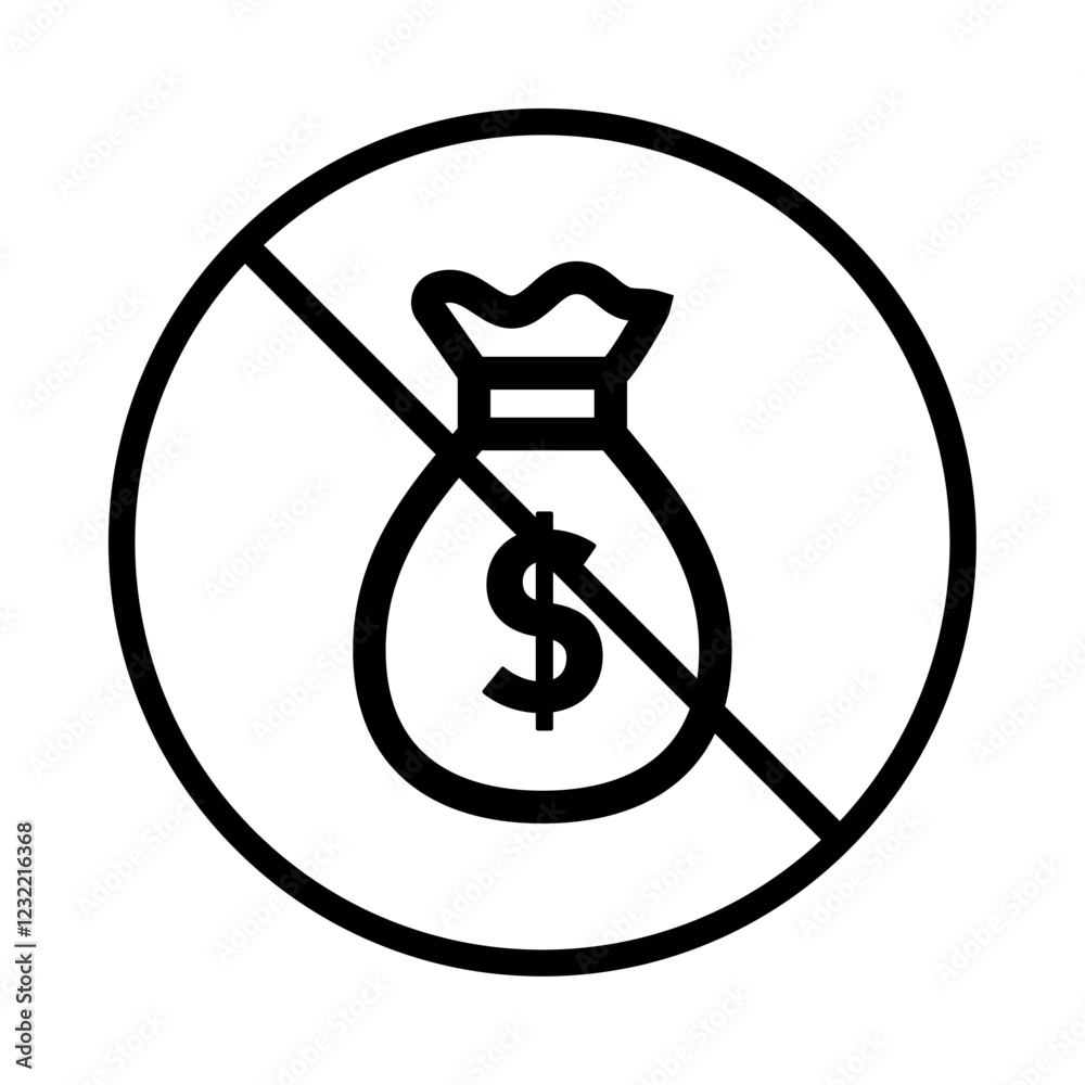 No money icon outline set sign No money icon outline set sign
