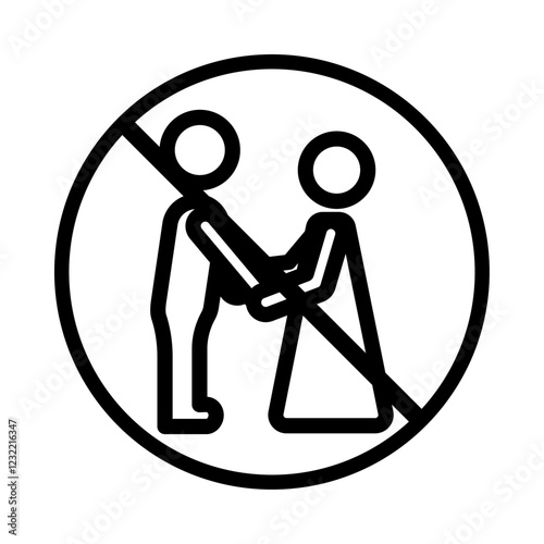 No hugs no kiss icon outline set sign