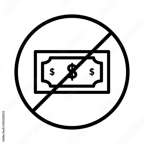 No money icon outline set sign