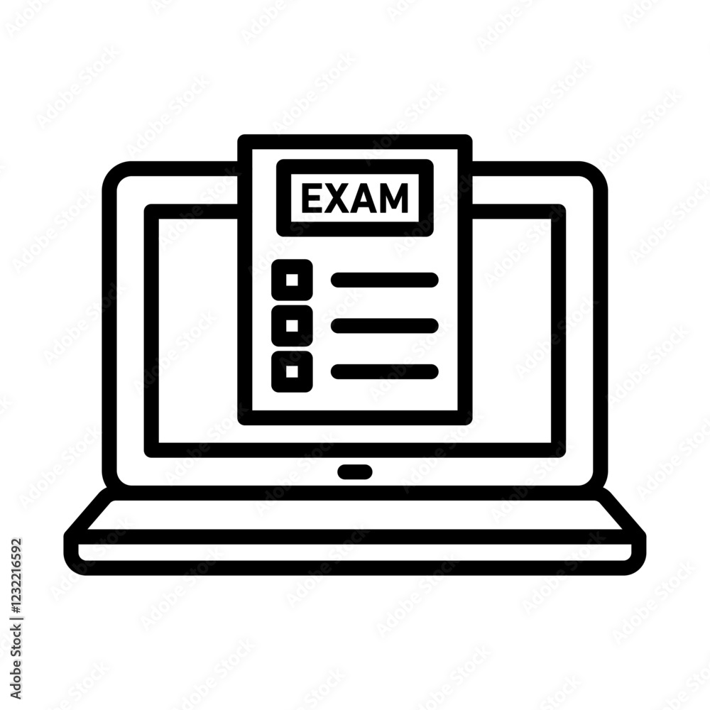 Online exam test icon outline set sign Online exam test icon outline set sign