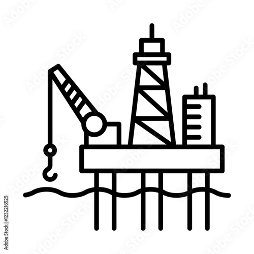 Oil platform icon outline set sign