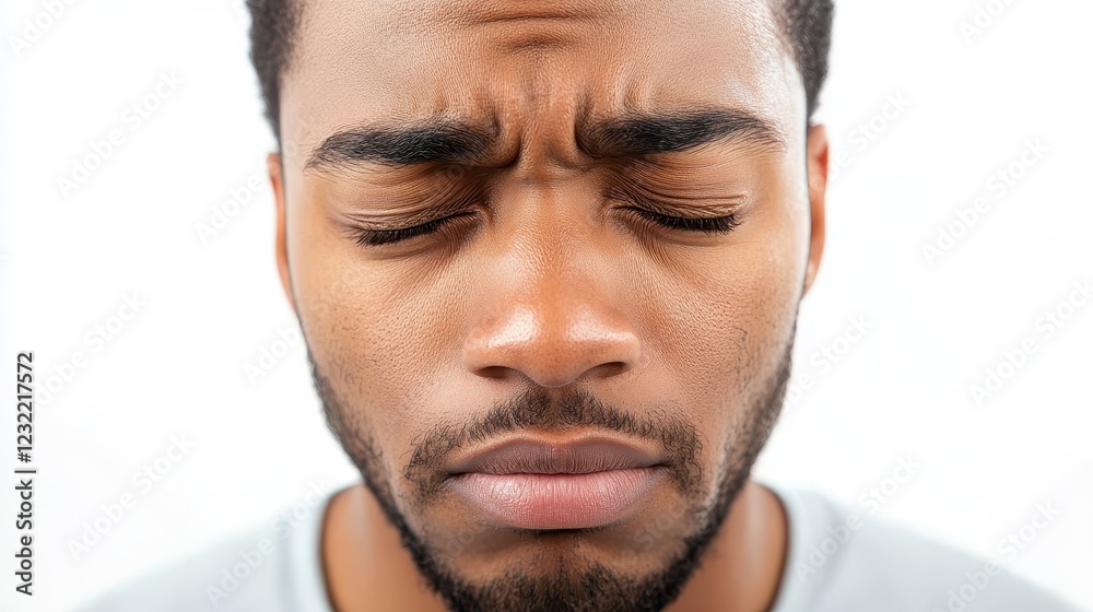 Fototapeta premium Calm and Reflective Male Close-Up Portrait