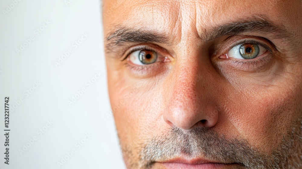 Intense Close-Up of Male Eyes and Face Expression Intense Close-Up of Male Eyes and Face Expression