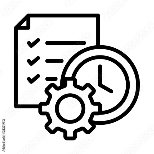 Time management icon outline set sign
