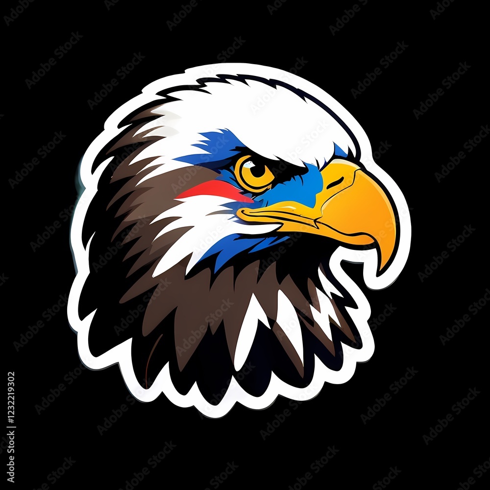Fototapeta premium american bald eagle with flag