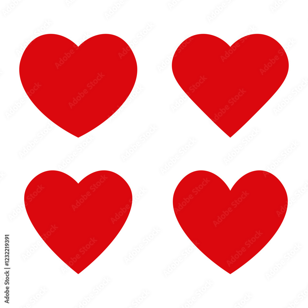 Various simple red vector heart love icon Various simple red vector heart love icon