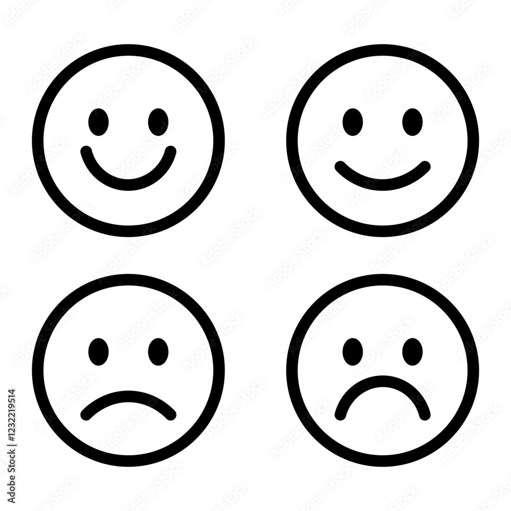 Fototapeta premium Emoticons set. Emoji faces collection. Emojis flat style.