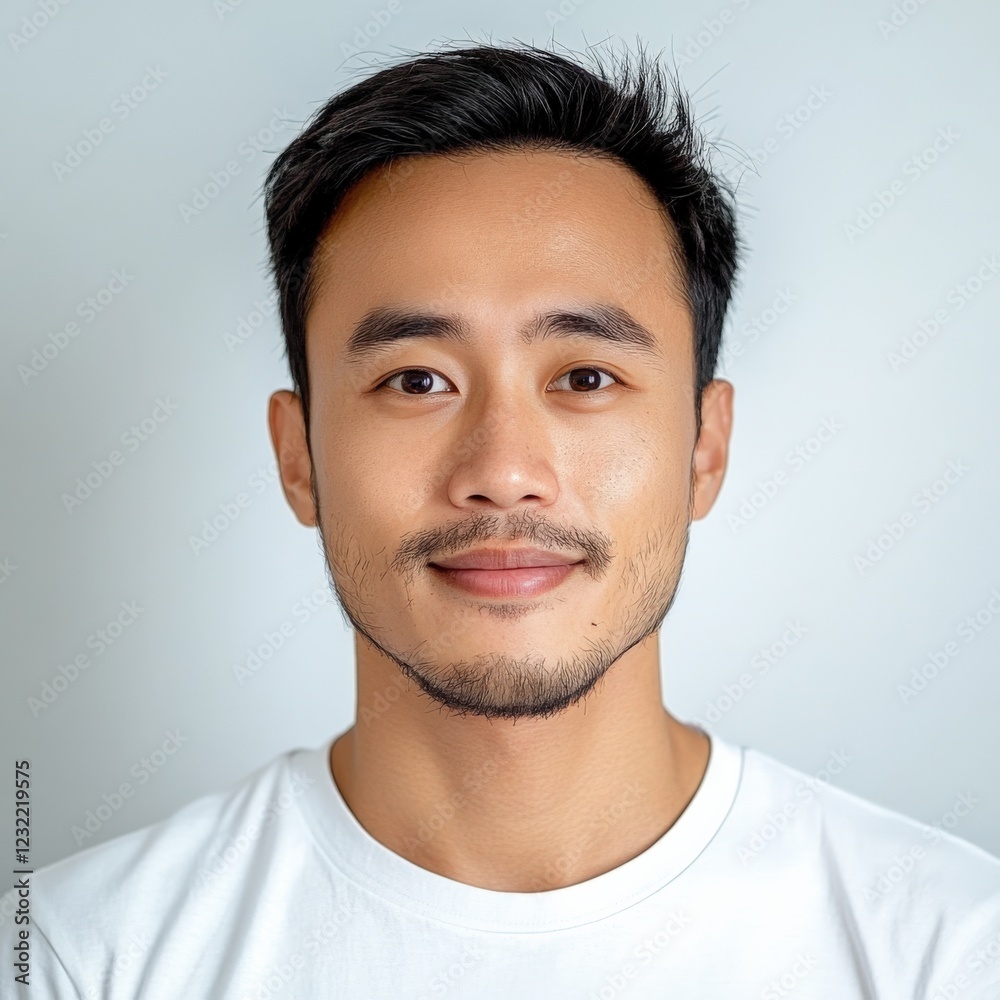Fototapeta premium Portrait of a young man studio photography neutral background close-up personal branding
