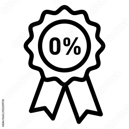 Zero percent icon outline set sign