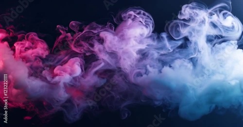Pink, blue, and white smoke on a black background