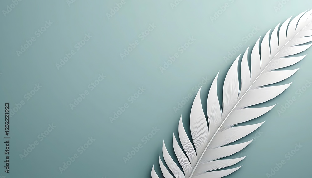 Fototapeta premium White Tropical Leaf on Teal Background