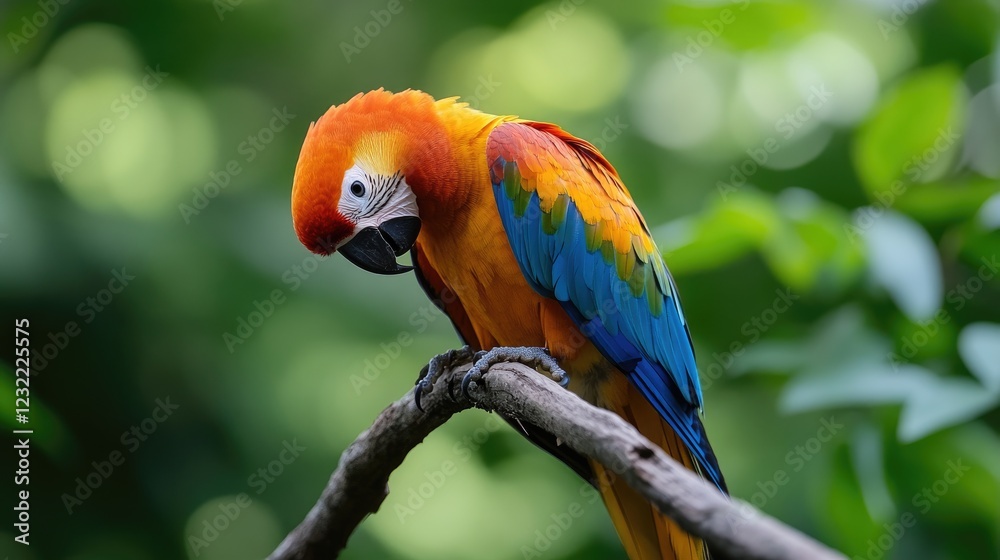 Fototapeta premium Sun Conure Parrot in Lush Tropical Rainforest