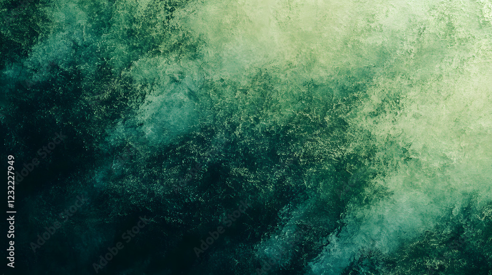 Obraz premium A dreamy blurred view of green forest hills under a misty sky.