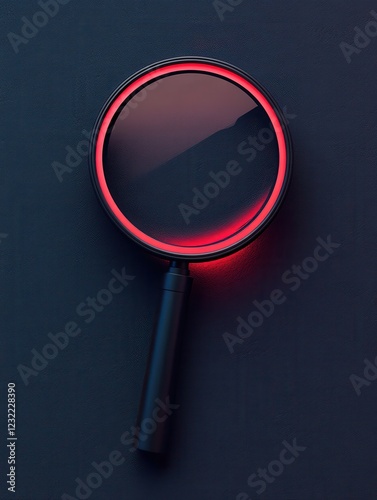 Stylish magnifying glass on a search bar, representing investigation, exploration, and digital search concepts. photo