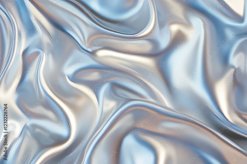 Fototapeta premium silver shiny satin silk fabric background. smooth elegant wavy, luxurious Anniversary, Christmas, wedding, valentine, event, celebration concept.