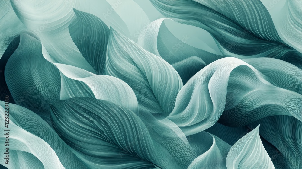 Abstract Green Leafy Background with Flowing Organic Shapes Abstract Green Leafy Background with Flowing Organic Shapes