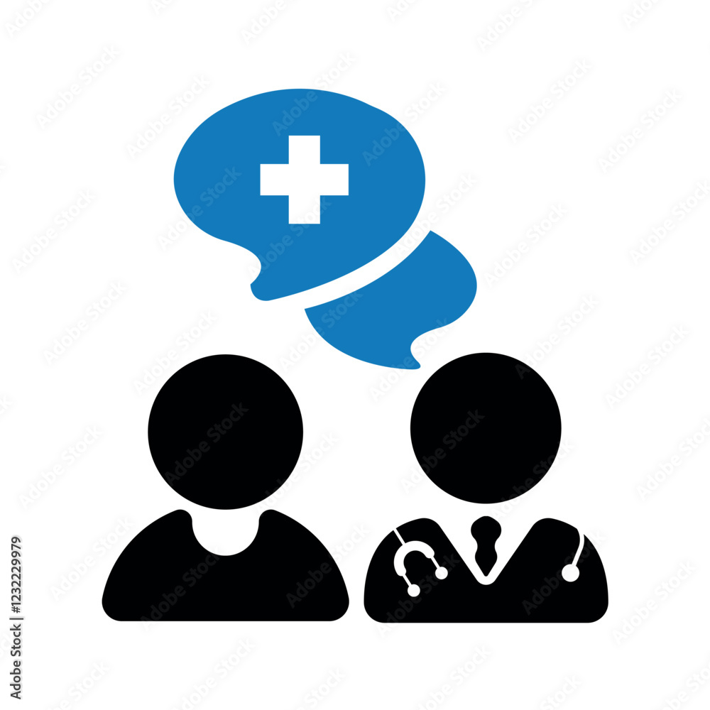 Doctor patient consultation icon vector design. Doctor patient consultation icon vector design.