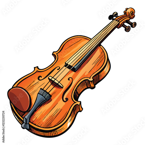 A meticulously detailed image of a polished wooden violin, showcasing its intricate craftsmanship and rich, warm tones.