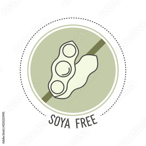 Ingredient warning label icon. Allergen icons. Soya free label. Food intolerance. Flat vector illustration