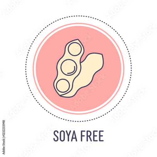 Ingredient warning label icon. Allergen icons. Soya free label. Food intolerance. Flat vector illustration