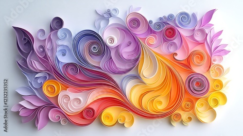 A beautiful paper quilling design with swirls background