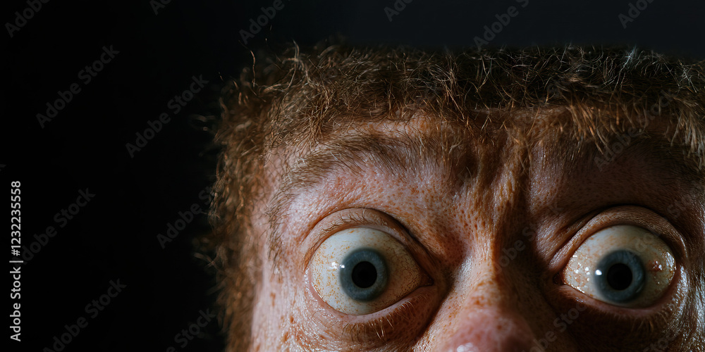 Close-up of Eyes and Forehead of Freckled Person with Red Hair Close-up of Eyes and Forehead of Freckled Person with Red Hair
