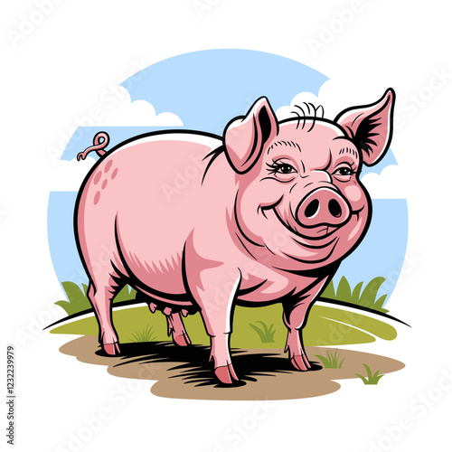 Vintage Pig Illustration - Engraved Farm Animal Artwork