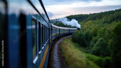 Scenic Train Journey Through Lush Forests