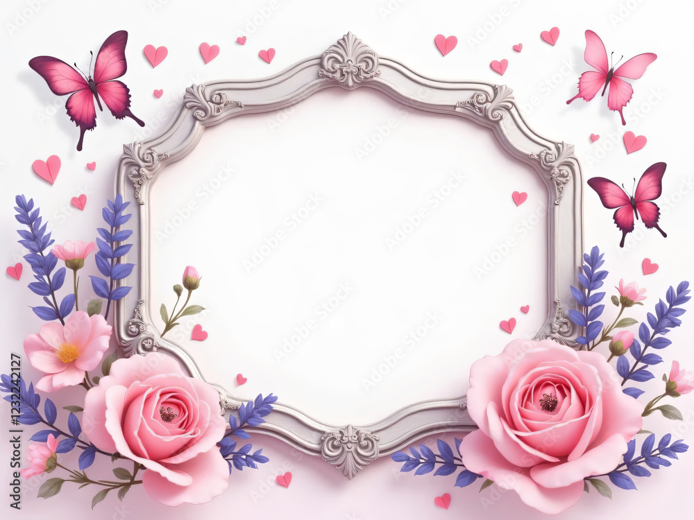 Decorative frame with flowers Decorative frame with flowers
