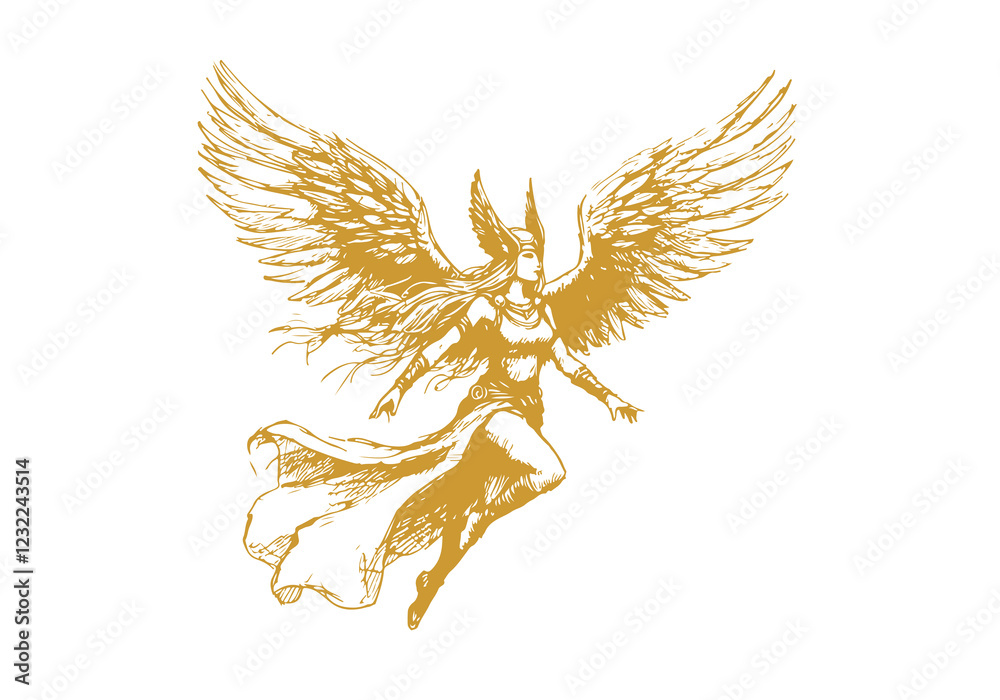 Obraz premium Valkyrie hand drawn sketch vector
