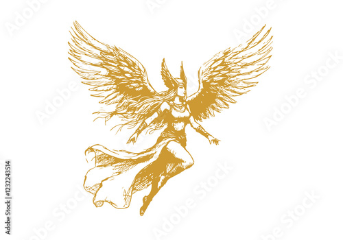Valkyrie hand drawn sketch vector