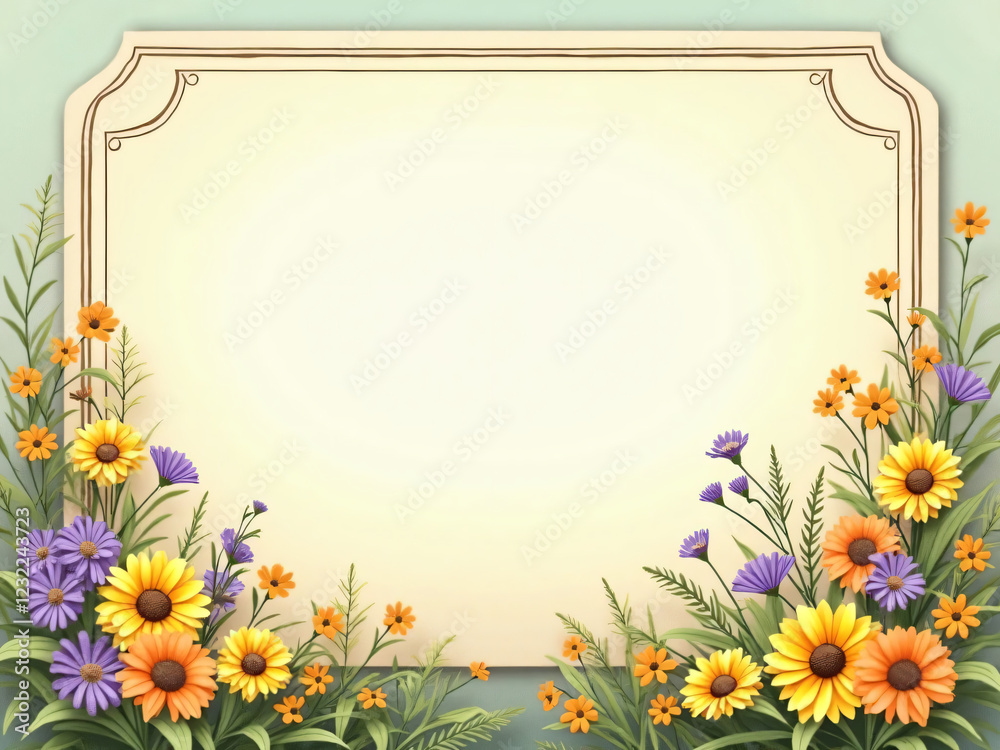 Fototapeta premium Decorative frame with flowers