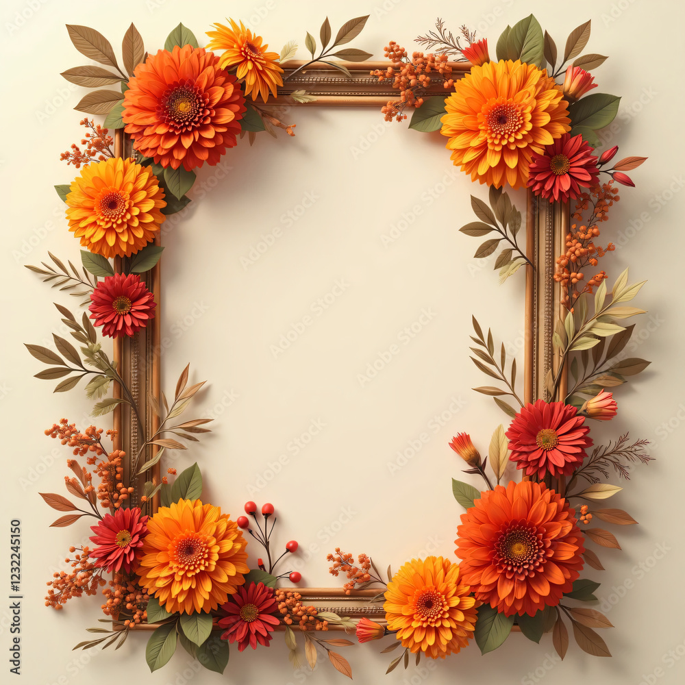 Obraz premium Decorative frame with flowers