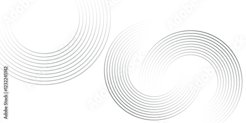 White abstract minimalist background with circle lines and dot pattern