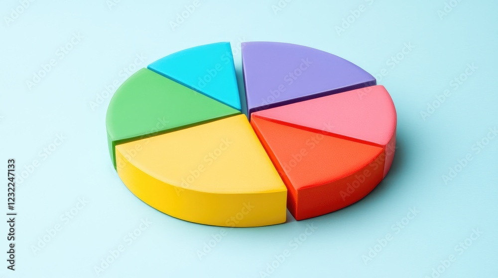 A colorful pie chart illustrating cost allocation, pastel blue background. A colorful pie chart illustrating cost allocation, pastel blue background.