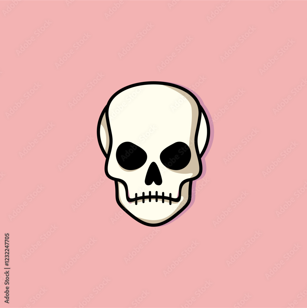 Fototapeta premium Cartoon of Cool skull with expression angry. Sticker collection can be use as logo, symbol, icon.
