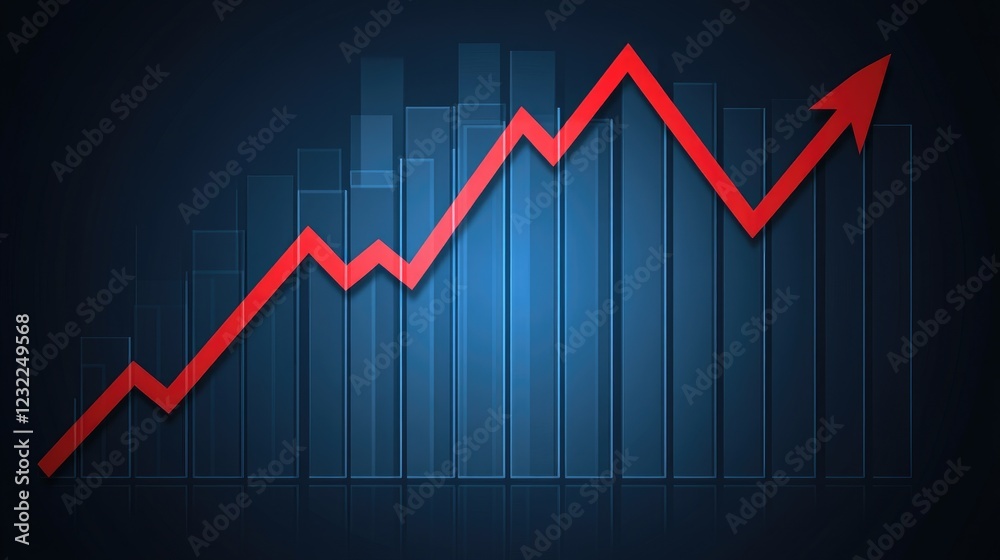 A declining cost trend graph with a red arrow, professional dark blue background. A declining cost trend graph with a red arrow, professional dark blue background.