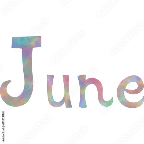 Illustration of the image of June icon with beautiful watercolor pattern. photo