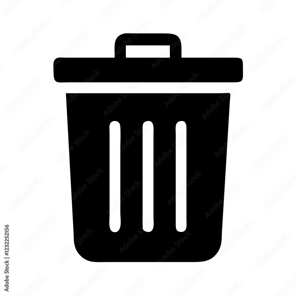 Trash Can Silhouette: Clean Environment and Disposal Icon Trash Can Silhouette: Clean Environment and Disposal Icon