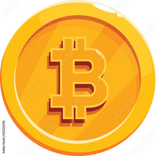 Rotating shiny gold bitcoin cryptocurrency coin on white background, perfect for illustrating concepts of finance and investment