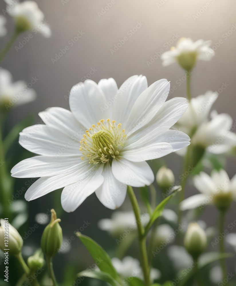 Delicate white flower in a shallow depth of the field, tranquil, peaceful Delicate white flower in a shallow depth of the field, tranquil, peaceful